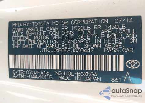 2014 Scion Iq z USA, uszkodzony, nr VIN JTNJJXB08EJ030447